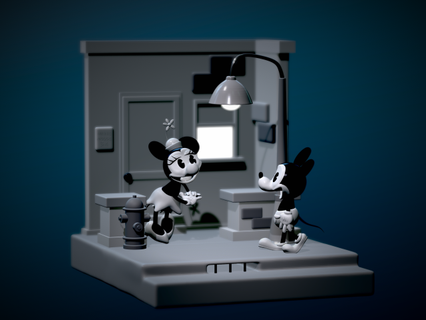 Mickey ratón minnie calle expediente stl stampa 3d figuritas Mouse Minnie mickey filestl model3d print3d nómada modelado polilow 3d print model - Mito3D