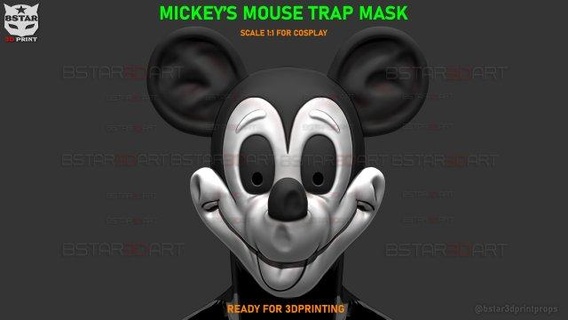mickey mouse trap mask - halloween cosplay toys horror terrible disney costumes devil huntress legion frank friday 13th face ghost games 3d print model - Mito3D