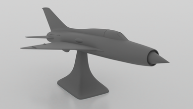 mig-21 stand jet plane fighter war engine turbine turbojet supersonic speed air sky flight wing cockpit scale model fly 3d print model - Mito3D