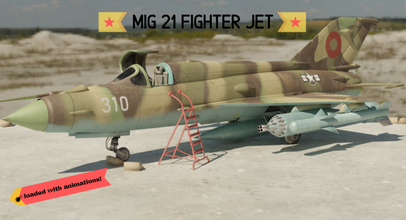 mig 21 - rigged animated interior m1 fighter bomber airplace soviet jet vietnam game-asset mig15 mig25 mig21 mig19s mig31 mig29 lowpoly plane mig23 mig19 3d print model - Mito3D