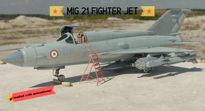 mig 21 manipulierten animiert Innere m2 Kämpfer Bomber Flugplatz Sowjet Jet Vietnam game asset mig15 mig25 mig21 mig19s mig31 mig29 Lowpoly Flugzeug mig23 3d print model - Mito3D
