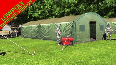 military tent 3d model in construction 3dexport army war armytent camoflage camping camp tanks car rifle pistol tree soldier texture lowpoly character 3d print model - Mito3D