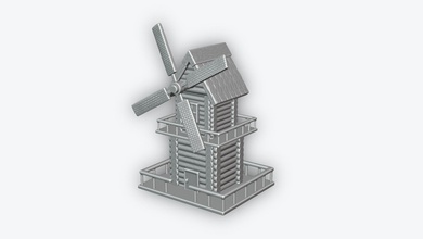 mill wind Windmühle alt Natur Architektur Gebäude Landwirtschaft Mehl Schleifen miniaturen farm 3d print model - Mito3D
