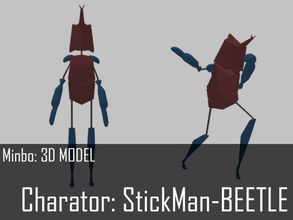 minbo charactor stickman beetle grasshopper insect humanoid bug simple human man action actionfigure fantasy character 3d print model - Mito3D