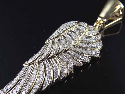 mini angel feather wing diamond pendant pendants antique luxury rapper hiphop jewelry necklace gemstone elegant celebrity style jewellery bling gem urban 3d print model - Mito3D