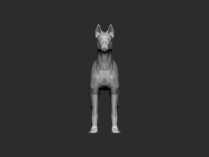 mini doberman sculpture dog pincher low poly figurine animal statue 3d print model - Mito3D