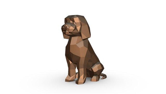 mini altın renkli doodle köpek hayvanlar 3dprinted Sanat hediye Yazdır düşük poli 3dprint hayvan dekor iç tasarım minyatürler heykel oyuncak 3d print model - Mito3D