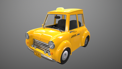 mini Táxi carro veículo retro clássico transporte roda pneu cidade amarelo sedan táxi vintage 3d print model - Mito3D