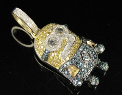 serviteur diamant pendentif pendentifs miniondiamant antique luxe rappeur hip bijoux Collier gemme élégant célébrité style bling Urbain jouet dessin animé 3d print model - Mito3D