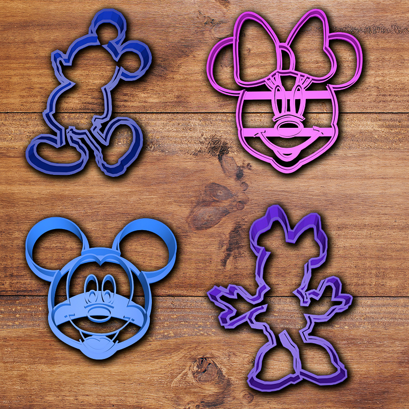 minnie mickey cookie cutter set fondant mouse 3D print model - Mito3D