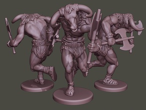 iki eksenli çalışan savaşçı minotaur asker fantezi savaş eylem minyatür şekil heykel canavar ordu boardgame karanlık gölge myhtology Yunan eski 3d print model - Mito3D