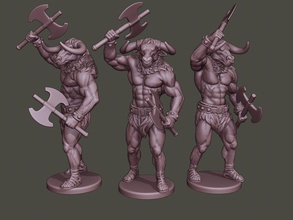minotaur warrior stand2 two axes 3d print model in figurines 3dexport male soldier fantasy war action miniature figure sculpture army battle boardgame unit dark shadow myhtology greek ancient 3d print model - Mito3D