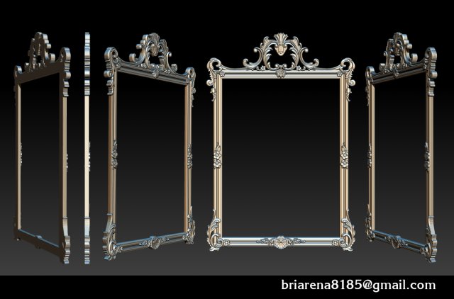 mirror classical carved frame classic carving pattern vintage antique silver baroque modern renaissance bedroom reflection rococo furniture misc ornament decoration pictureframe acccesory 3D print model - Mito3D