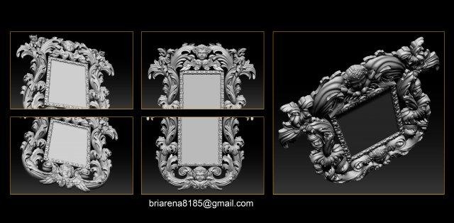 specchio classico scolpito telaio 3d Stampa modello bagno intaglio Vintage antico argento barocco moderno Rinascimento Camera letto riflessione rococò mobilia misc ornamento decorazione cornice accessorio 3d print model - Mito3D