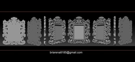 mirror frame 3d - cnc machine cn print model in furniture 3dexport stl printed wood 3dskymodel file reliefs routers vintage router ornament 3d print model - Mito3D