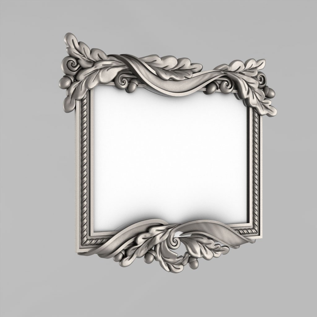 mirror frame 61 decor carved flower 3D print model - Mito3D