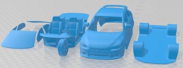 mitsubishi lanceiro sportback 2009 imprimível carro 3d impressão modelo in automotivo 3dexport fenda escalextrico tamiya rc miniz passatempo micro 3d print model - Mito3D