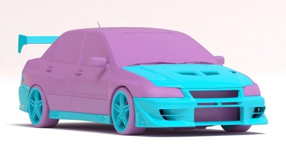 mitsubishi lancer vii damd body kit addons automotive evo evolution 2f2f tuning scale model diorama tamiya 3d print printable diy 3d print model - Mito3D