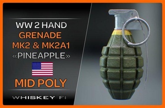 mk2 mk2a1 pineapple grenade newly ww2 pack - mid poly 3d model in launchers 3dexport hand frag fragmentation explosive blasting army ww1 vietnam usa military mark2 pbr shooter 3d print model - Mito3D