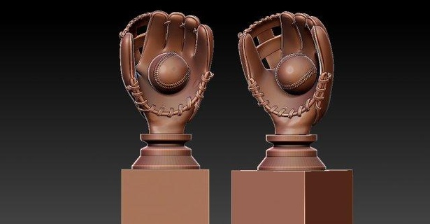 mlb base ball gants trophée statue déstop 3d impression sculpture joueur 3d print model - Mito3D