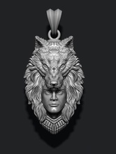 model created zbrush have polygonal geometry gold silver men high poly mesh necklace wolfhead werewolf husky howl angry roaring wild animal male man boy native indian 3d print model - Mito3D