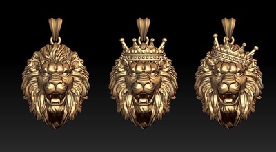 model lion pendants pack 3d print in 3dexport jewellery pendant gold stone silver jewel nature zbrush obj stl 3dm rhino men apparel high crown corona 14k 585 3d print model - Mito3D