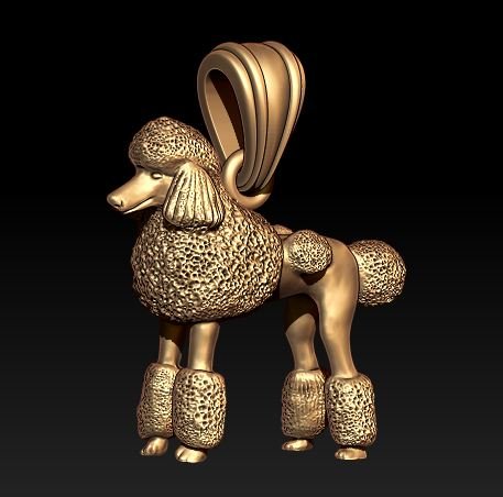 modelo de poodle colar cão pudel jóias rhino zbrush prata ouro jóia 925 585 10k 14k 18k pedante stl 3dm animais animal estimação 3D print model - Mito3D