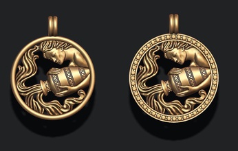 model zodiac acuario 3d print in pendants 3dexport horoscope jewellery jewel necklace pendant aquarius thewater-bearer magerit jewelry zbrush obj rhino gems printable stl gold silver 3d print model - Mito3D