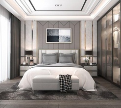 moderno interior cena 3d modelo in 3dexport mobília cama cômoda apartamento cabeceira cortina utensílios domésticos dormir vray criado mudo luxo guarda roupa armário 3d print model - Mito3D