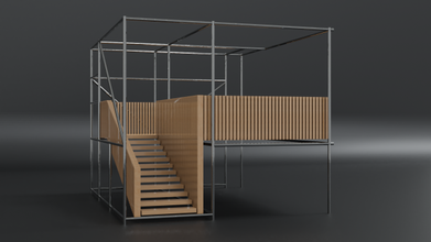 moderno industrial escalera paso arquitectura contemporáneo madera minimalista aluminio interior adentro acero centro comercial casa desván niveles 3d print model - Mito3D
