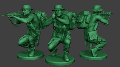 moderno giungla soldato sparare crouched2 mjs1 uomo m4 ufficiale carabina guerra sopravvivere militare esercito Vietnam vegetazione dioram forze camuffare America arma azienda fucile caccia 3d print model - Mito3D