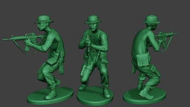 modern jungle soldier shoot crouched3 mjs1 3d print model in figurines 3dexport man m4 officer carbine warfare survive military army vietnam vegetation dioram forces camouflage america company shotgun 3d print model - Mito3D