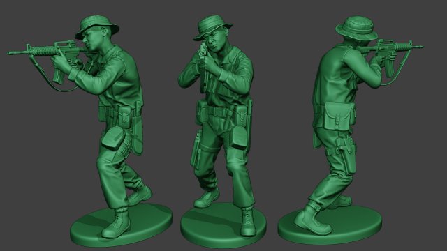 modern dschungel soldat schießen stand2 mjs1 3d drucken modell figuren 3dexport m4 offizier karabiner krieg überleben militär armee vietnam vegetation dioram kräfte tarnung amerika unternehmen schrotflinte 3D print model - Mito3D