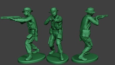 modern jungle soldier shoot stand3 mjs1 man m4 officer carbine warfare survive military army vietnam vegetation dioram forces camouflage america weapon company shotgun 3d print model - Mito3D