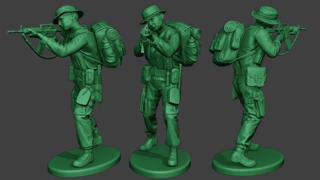 modern jungle soldier shoot stand mjs1 3d print model in figurines 3dexport man m4 officer carbine warfare survive military army vietnam vegetation dioram forces camouflage america company shotgun 3D print model - Mito3D