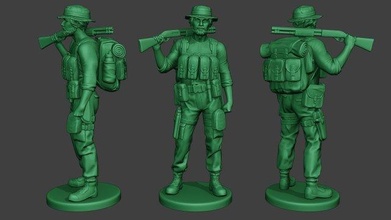 modern jungle soldier stand2 mjs1 man m4 officer carbine warfare survive military army vietnam vegetation dioram forces camouflage america weapon company shotgun 3d print model - Mito3D
