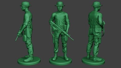 modern jungle soldier stand3 mjs1 man m4 officer carbine warfare survive military army vietnam vegetation dioram forces camouflage america weapon company shotgun 3d print model - Mito3D
