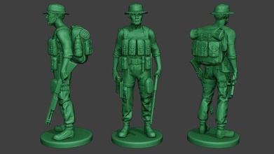 modern jungle soldier stand4 mjs1 3d print model in figurines 3dexport man m4 officer carbine warfare survive military army vietnam vegetation dioram forces camouflage america company shotgun 3d print model - Mito3D