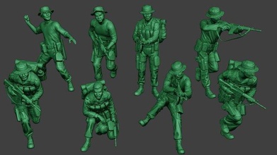 modern jungle soldiers mjs1 pack 1 3d print model in figurines 3dexport man soldier military army officer dioram forces company m4 carbine warfare survive vietnam vegetation camouflage america shotgun 3d print model - Mito3D