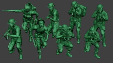modern jungle soldiers mjs1 pack 2 man soldier m4 officer carbine warfare survive military army vietnam vegetation dioram forces camouflage america weapon company shotgun 3d print model - Mito3D