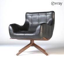 moderno couro cadeira madeira poltrona braço sofá 3d print model - Mito3D