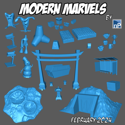 modern marvels - february 2024 release 3d print model in game accessories 3dexport horror military terrain bunker crater dumpster 3d print model - Mito3D