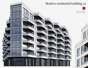 modern residential building 12 3d model in buildings 3dexport architecture sky apartment house interior roof balcony facade exterior story skyscraper metal stone flat estate 3d print model - Mito3D