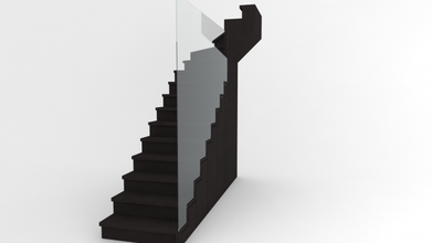 modern staircase stairs sketchup vray railing glass wood wooden interior architecture design 3d print model - Mito3D