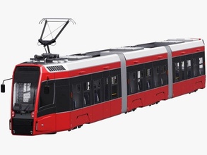 moderne tram tramway 3d modèle in train 3dexport chariot wagon urbain ville publique transport électrique pèse torsion réaliste détaillé intérieur 3d print model - Mito3D
