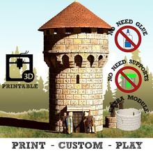 modular covered watchtower - wargames terrain building scenary boargames stone tower medieval warhammer warmachine hordes 3d print model - Mito3D