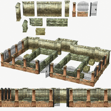 modular escuela politécnica unidad portón enrejado 3d paquete colección juego Listo sity paisaje pared metall ladrillo Roca 3d print model - Mito3D