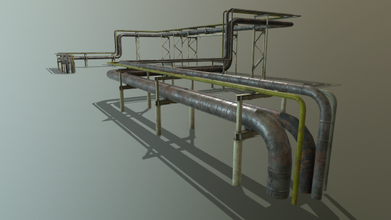 modular industrial pipeline 3d model in buildings 3dexport oil petrol natural gas pipe pump pumping station valve drill chemical plant pbr unity unreal game liquid water 3d print model - Mito3D