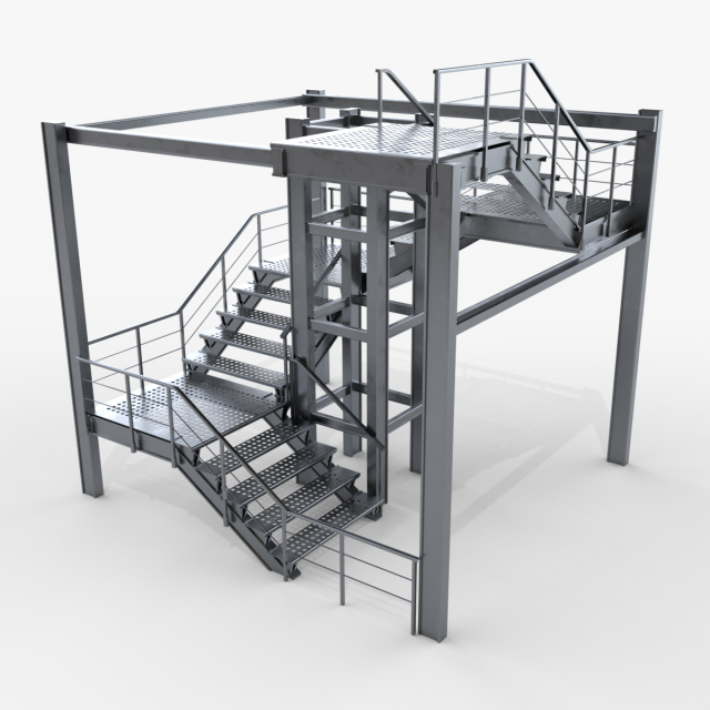 modular industrial staircase building stair architecture 3D print model - Mito3D