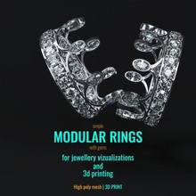 modular rings jewelry silver gem design printable diamond ring luxury brilliant sterling 3d print model - Mito3D